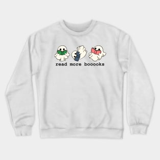 Read More Booooks Cute Ghosts Reading Book Spooky Halloween Party Costume Crewneck Sweatshirt